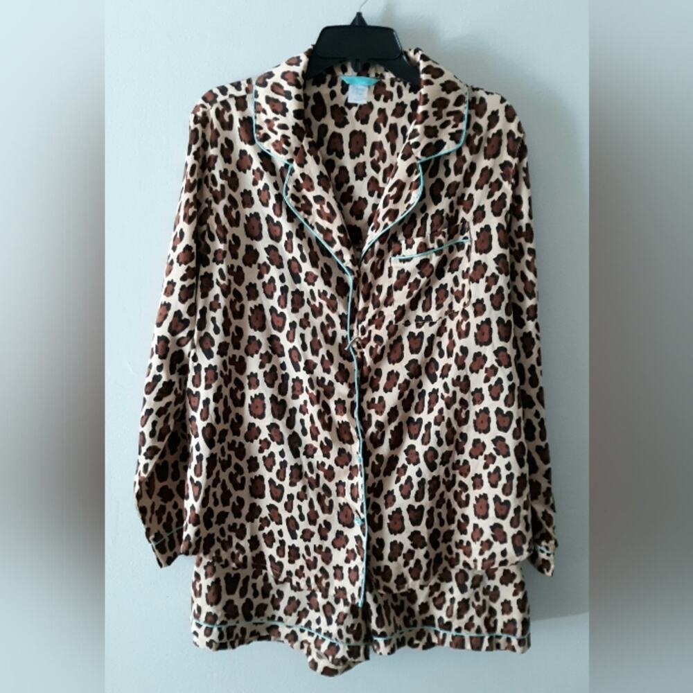 Leopard Print Satin Pajama Set